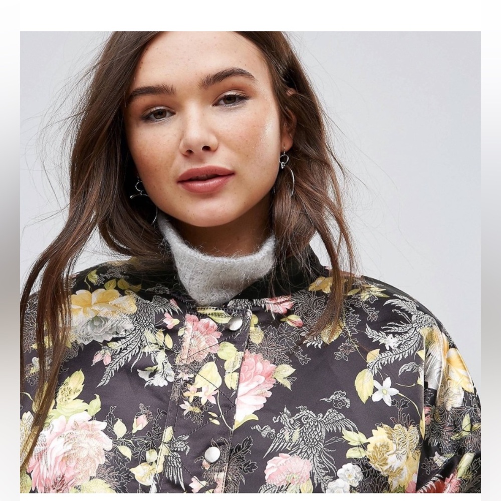 Free People Floral Metallic Jacquard Bomber Jacket